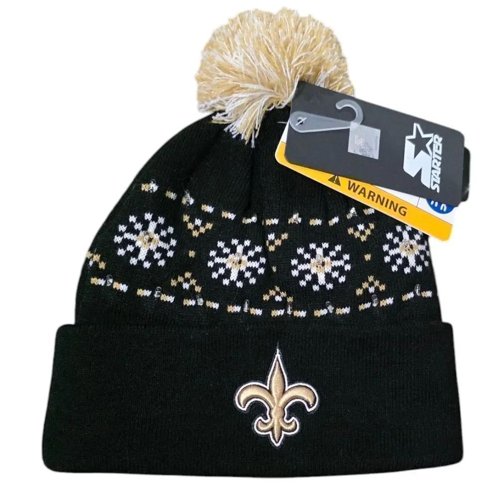 Starter Saints Black and Gold Light Up Beanie